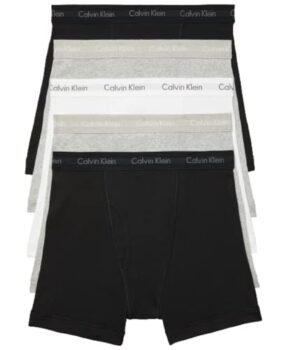 Calvin Klein Men's Cotton Classics 5-pack Boxer Brief, 2 Black, 2 Heather Grey, 1 White, Medium