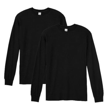 Gildan Men's Heavy Cotton Long Sleeve T-Shirt, Style G5400, 2-Pack, Black, Medium