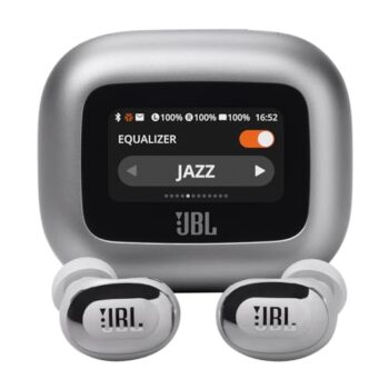 JBL Live Buds 3 - True wireless noise-cancelling bud-type earbuds, 40Hrs total playback, Wireless Charging, 6 Mics for perfect calls, Multi-point connection, IP55 waterproof and dustproof (Silver)