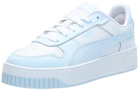 PUMA Carina Street Sneaker, White-ICY Blue, 4 US Unisex Big Kid