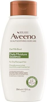 Aveeno Farm-Fresh Oat Milk Sulfate-Free Shampoo with Colloidal Oatmeal & Almond Milk, Moisturizing Shampoo for All Hair Types, Safe for Color-Treated Hair, Paraben & Dye-Free, 12 Fl Oz