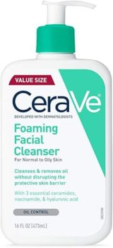 CeraVe Foaming Facial Cleanser | Daily Face Wash for Oily Skin with Hyaluronic Acid, Ceramides, and Niacinamide| Fragrance Free | 16 Fluid Ounce