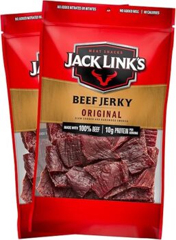 Jack Link's Beef Jerky, Original – Great Everyday Snack, 10g of Protein and 80 Calories, Made with 100% Beef – 96% Fat Free, No Added MSG** – 9 Oz. (Pack of 2)