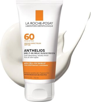 La Roche-Posay Anthelios Melt-In Milk Sunscreen SPF 60 | Sunscreen For Body & Face | Broad Spectrum SPF + Antioxidants | Oil Free Sunscreen Lotion | Lightweight & Fast Absorbing | Oxybenzone Free