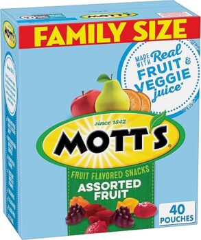 Mott's Fruit Flavored Snacks, Assorted Fruit, Halloween Candy Alternative, Pouches, 0.8 oz, 40 ct