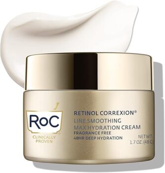 RoC Retinol Correxion Max Hydration Anti-Aging Daily Face Moisturizer with Hyaluronic Acid, Fragrance-Free, Oil Free Skin Care, 1.7 Ounces (Packaging May Vary)