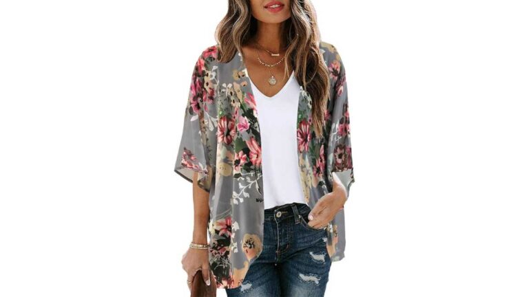 Floral Print Puff Sleeve Kimono Cardigan $8.39